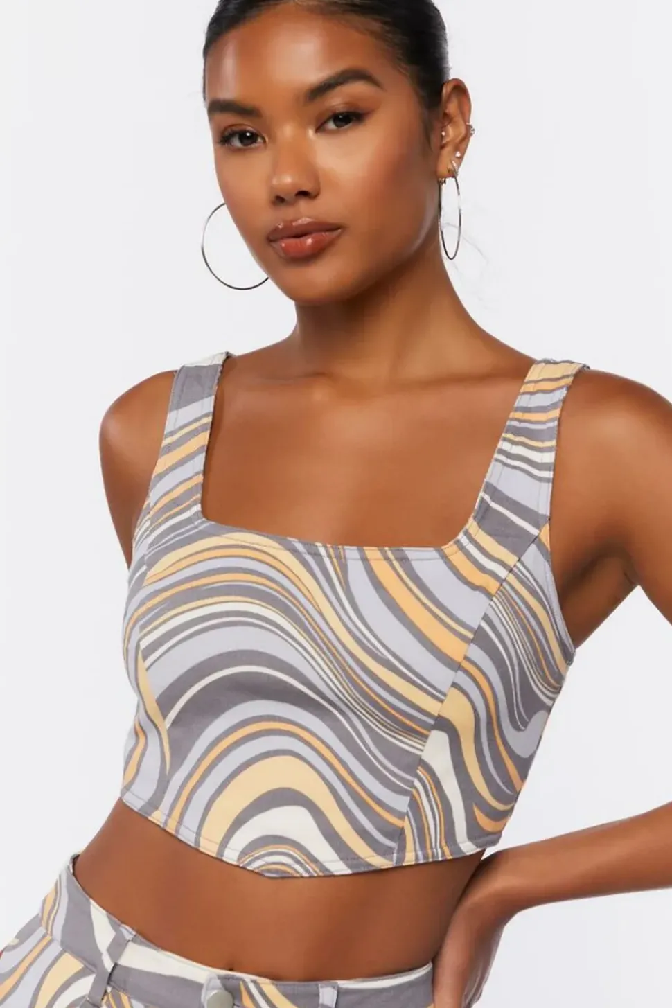 Abstract Crop Top & Pants Set