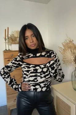 Abstract Cutout Sweater