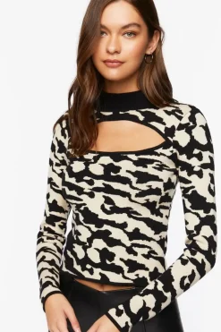 Abstract Cutout Sweater