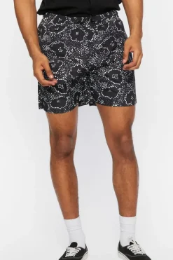 Abstract Floral Print Swim Trunks