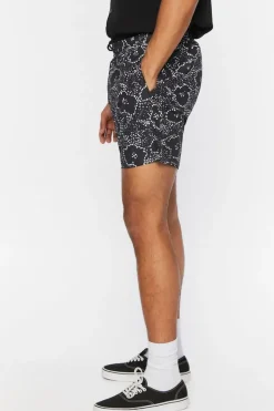 Abstract Floral Print Swim Trunks