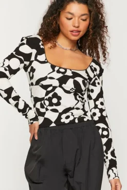 Abstract Floral Print Top
