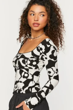 Abstract Floral Print Top