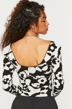 Abstract Floral Print Top