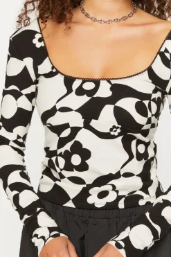 Abstract Floral Print Top
