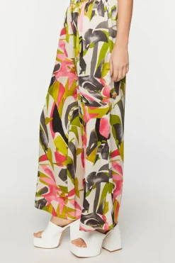 Abstract Floral Wide-Leg Pants