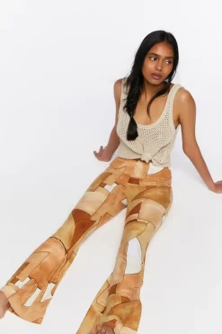 Abstract Geo Print Flare Pants