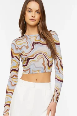 Abstract Marble Print Crop Top