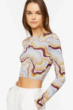 Abstract Marble Print Crop Top