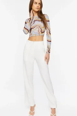 Abstract Marble Print Crop Top