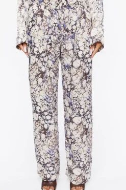 Abstract Marble Print Trouser Pants