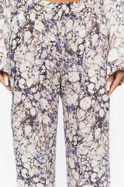 Abstract Marble Print Trouser Pants
