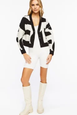 Abstract Marled Cardigan Sweater