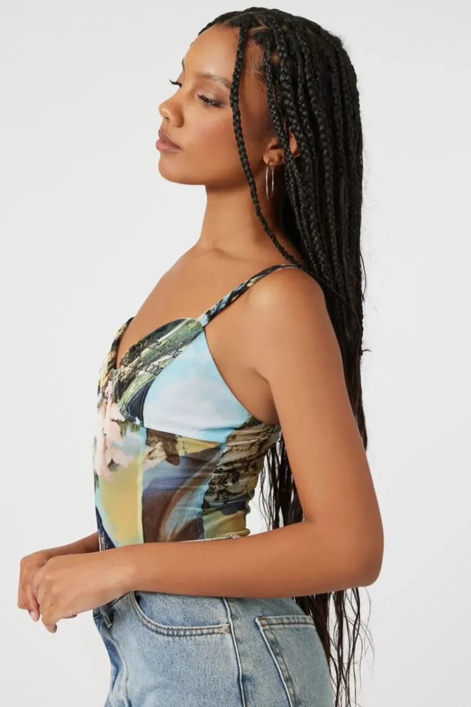 Abstract Mesh Sweetheart Bodysuit