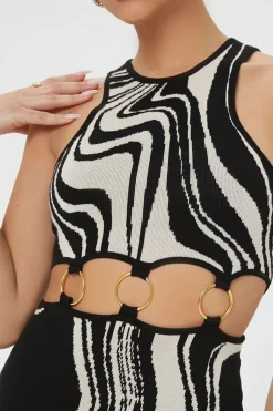 Abstract O-Ring Sweater Dress