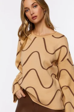 Abstract Print Bell-Sleeve Sweater