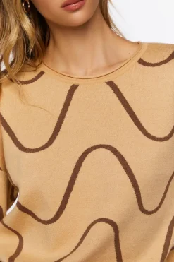Abstract Print Bell-Sleeve Sweater