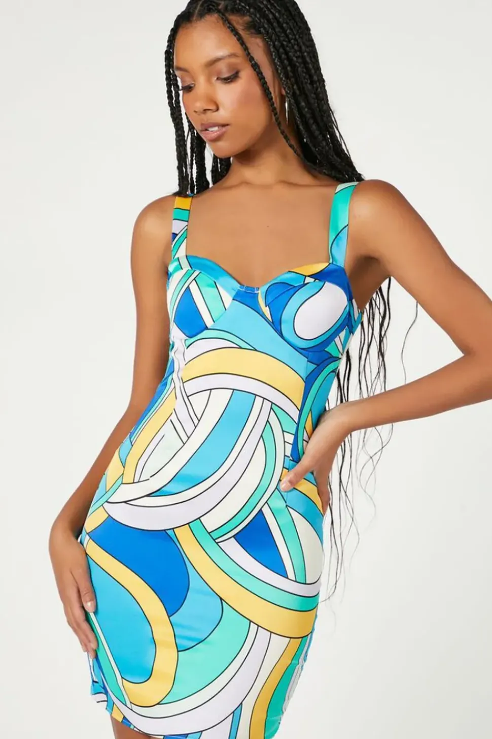 Abstract Print Bustier Mini Dress