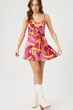 Abstract Print Bustier Mini Dress