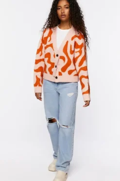 Abstract Print Cardigan Sweater