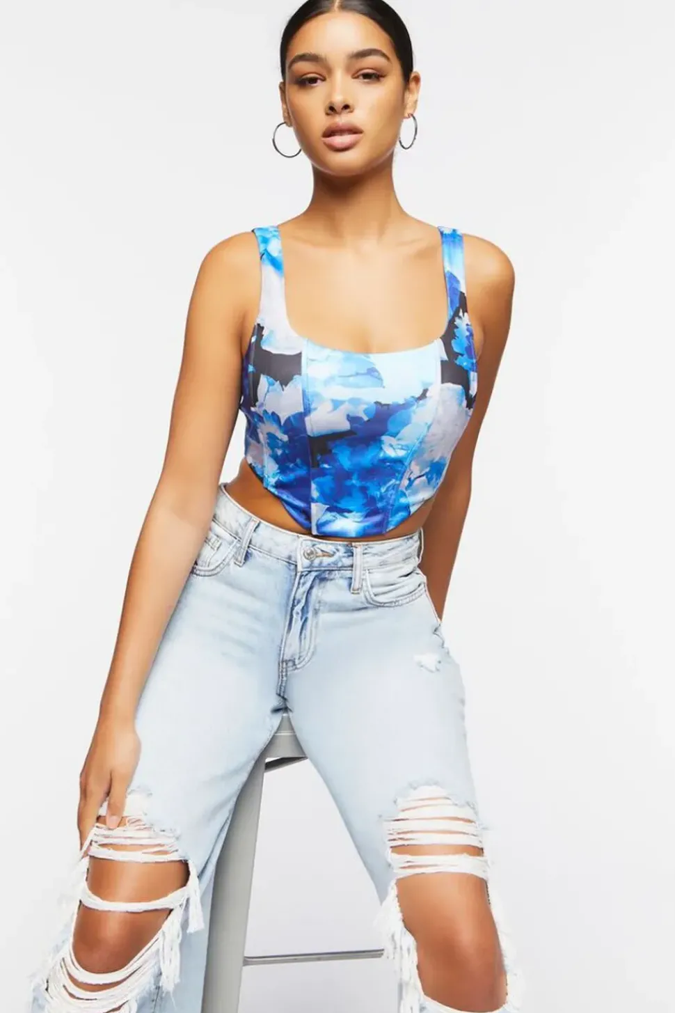 Abstract Print Crop Top
