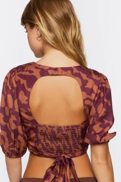 Abstract Print Cutout Crop Top