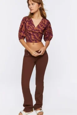Abstract Print Cutout Crop Top