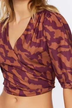 Abstract Print Cutout Crop Top