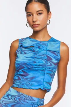Abstract Print Cutout Crop Top