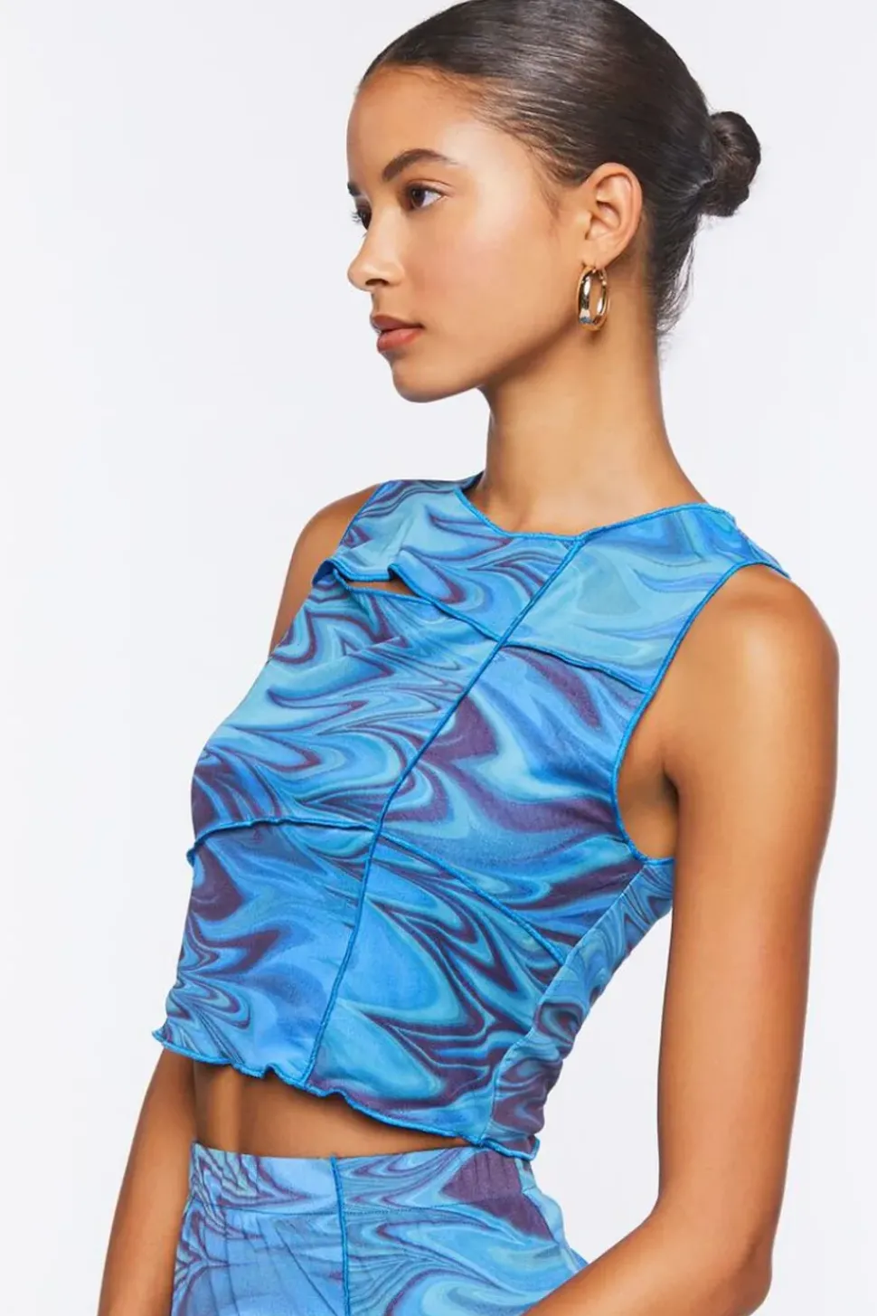 Abstract Print Cutout Crop Top