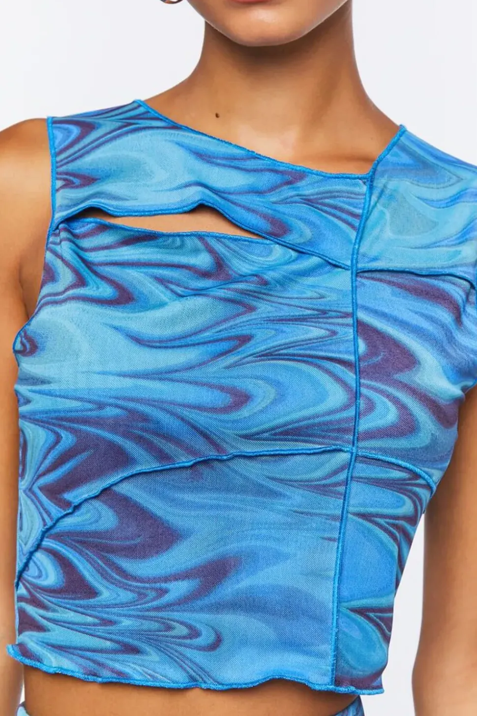 Abstract Print Cutout Crop Top