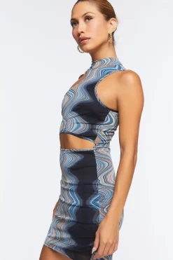 Abstract Print Cutout Dress