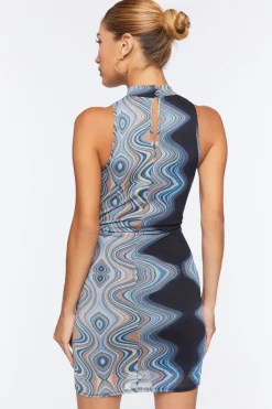 Abstract Print Cutout Dress