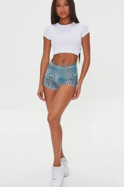 Abstract Print Cutout Shorts