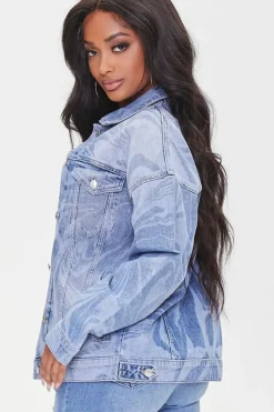 Abstract Print Denim Jacket