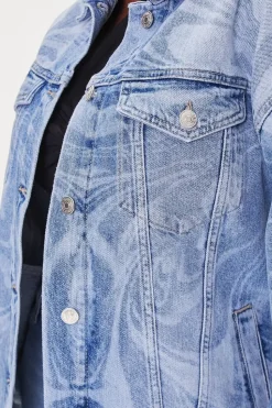 Abstract Print Denim Jacket