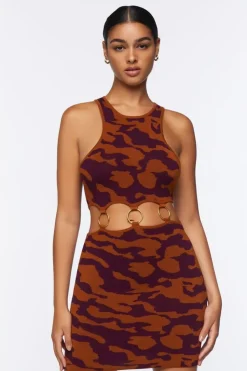 Abstract Print Mini Sweater Dress