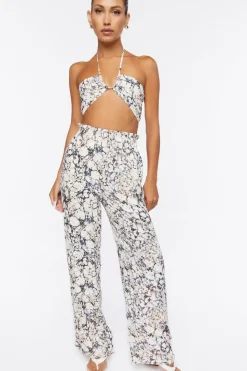 Abstract Print Paperbag Pants