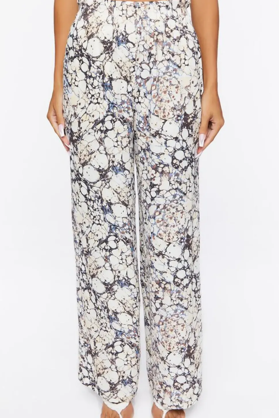 Abstract Print Paperbag Pants