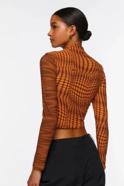 Abstract Print Ruched Crop Top