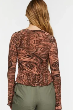 Abstract Print Slinky Split-Front Top