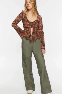 Abstract Print Slinky Split-Front Top