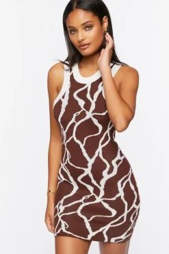 Abstract Print Sweater-Knit Dress