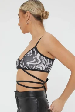Abstract Self-Tie Cropped Cami