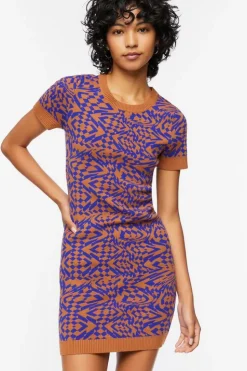 Abstract Sweater Mini Dress