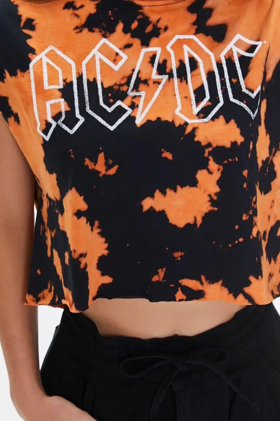 Acdc Graphic Bleach-Dye Muscle Tee