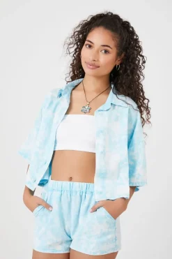 Acid Wash Chambray Shorts