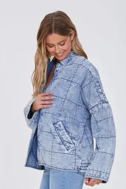 Acid Wash Quilted Denim Jacket