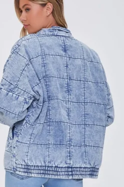 Acid Wash Quilted Denim Jacket
