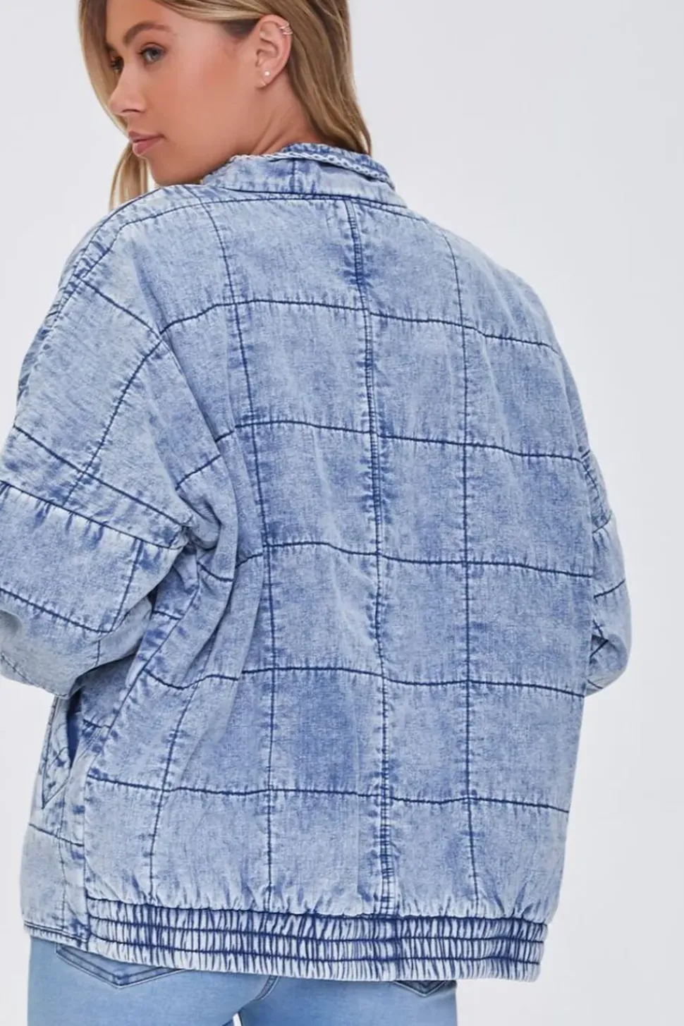 Acid Wash Quilted Denim Jacket